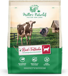 Produktbild von Müller’s Naturhof Rind und Truthahn getreidefrei Katzenfutter - 6 x 400 g