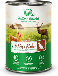Produktbild von Müller’s Naturhof Wild und Huhn Nassfutter - 6 x 400 g