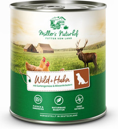 Produktbild von Müller’s Naturhof Wild und Huhn Nassfutter - 6 x 800 g