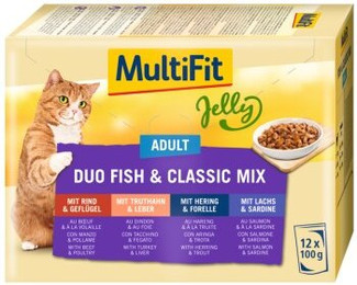 Produktbild von MultiFit Adult Jelly Duo Fish & Classic Mix - 12 x 100 g