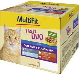 MultiFit Adult Jelly Duo Fish & Classic Mix Multipack 24x100 g – Bild 1 von 2