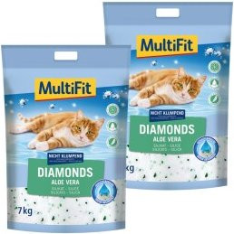 Produktbild von MultiFit Diamonds Aloe Vera Silikatstreu - 2 x 15 l