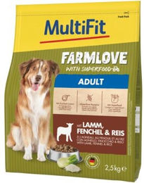 Produktbild von MultiFit Farmlove Trockenfutter Hund Adult Lamm Fenchel Reis - 2,5 kg