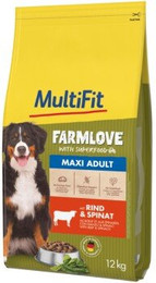 Produktbild von MultiFit Farmlove Trockenfutter Hund Adult Maxi mit Rind & Spinat - 12 kg