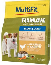 Produktbild von MultiFit Farmlove Trockenfutter Hund Adult Mini mit Geflügel & Karotte - 2,5 kg