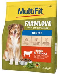 Produktbild von MultiFit Farmlove Trockenfutter Hund Adult Rind und Spinat - 2,5 kg