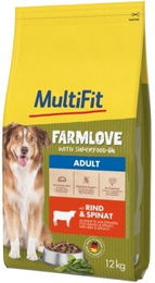 Produktbild von MultiFit Farmlove Trockenfutter Hund Adult Rind und Spinat - 12 kg