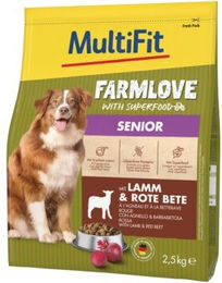 Produktbild von MultiFit Farmlove Trockenfutter Hund Senior mit Lamm & Rote Beete - 2,5 kg