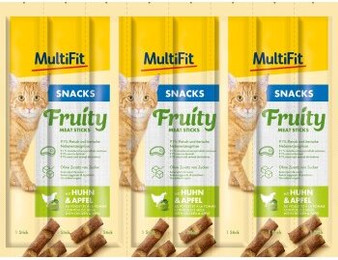 Produktbild von MultiFit Fruity Meat Sticks 7x8x5g Huhn & Apfel