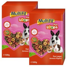 Produktbild von MultiFit Fun Loops Snack für Nager und Zwergkaninchen - 2 x 500 g