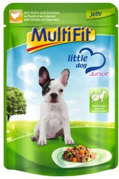 Produktbild von MultiFit Junior Little Dog Pouch Jelly Huhn & Gemüse - 24 x 100 g