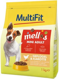 Produktbild von MultiFit Mellos Trockenfutter Hund Adult Mini Geflügel und Karotten - 1 kg