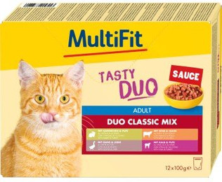 Produktbild von MultiFit Nassfutter Katze Adult Duo Classic Mix - 12 x 100 g