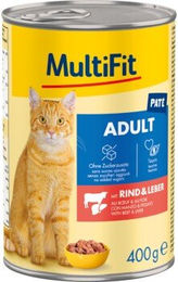 MultiFit Nassfutter Katze Adult Paté Rind und Leber - 12 x 400 g – Bild 1 von 3