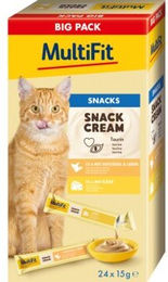 Produktbild von MultiFit SnackCream Katze 24 x 15 g Big Pack 2 Sorten Geflügelleber und Käse