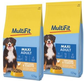 Produktbild von MultiFit Trockenfutter Hund Adult Maxi mit Geflügel und Karotte - 2 x 12 kg