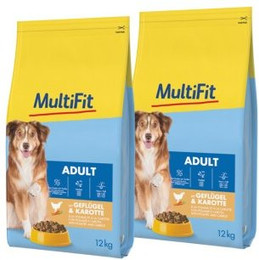 Produktbild von MultiFit Trockenfutter Hund Adult mit Geflügel und Karotte - 2 x 12 kg