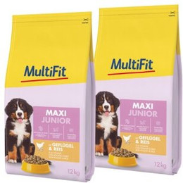 Produktbild von MultiFit Trockenfutter Hund Junior Maxi mit Geflügel & Reis - 2 x 12 kg