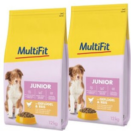 Produktbild von MultiFit Trockenfutter Hund Junior mit Geflügel und Reis - 2 x 12 kg