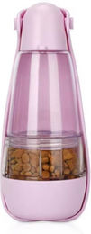 Produktbild von Multifunktions-Trinkflasche aus Kunststoff, tragbar, faltbar, für Hunde, Reisen, mit Futterbehälterhalter, Kotschaufel M rosa