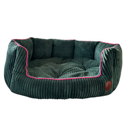 Produktbild von Muschelbett aus samtigem Velvet in Grün – stilvoll und bequem für Ihre Katze oder Ihren Hund - M