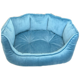Produktbild von Muschelbett „Sky“ Velours – weich & elegant, Blau