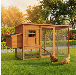 My Animal Hühnerstall Kleintierstall MH-04 für 3-4 Hühner - Wetterbeständig - Kiefernholz, Ausziehbare Schublade, verzinkter Draht, zwei Ebenen – Bild 1 von 5