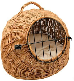 Produktbild von MyBer Haustierbett Transportbox Katzenkorb aus Weide mit Kissen