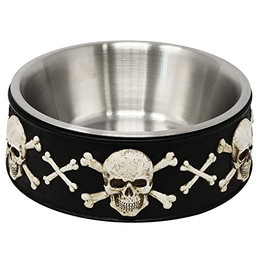Produktbild von MystiCalls Futternapf Gothic Hunde Futterschüssel mit Totenköpfen