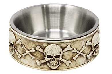 Produktbild von MystiCalls Futternapf Gothic Hunde Futterschüssel mit Totenköpfen