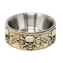 Produktbild von MystiCalls Futternapf mit Totenköpfen beige