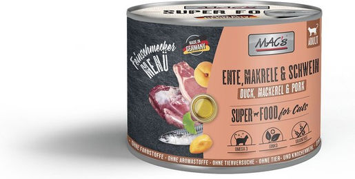 Produktbild von MAC's Cat Feinschmecker Katzen Nassfutter Ente Makrele Schwein getreidefrei Adult 6x200g - 6 x 200 g