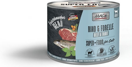 Produktbild von MAC's Cat Feinschmecker Katzen Nassfutter Rind und Forelle Adult Getreidefrei und Ohne Zucker 6x200g - 6 x 200 g