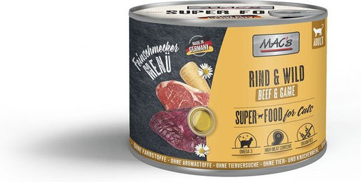 Produktbild von MAC's Cat Feinschmecker Katzen Nassfutter Rind & Wild Adult Getreidefrei Ohne Zucker 6x200g - 6 x 200 g