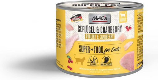 MAC's Cat Fleischmenü Geflügel Rind und Cranberry für Katzen zur Unterstützung des Harntrakts 12x200g – Bild 1 von 2