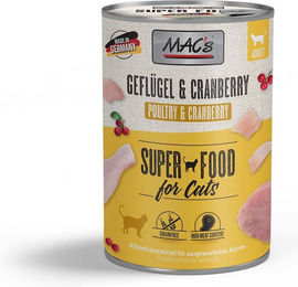 MAC's Cat Fleischmenü Geflügel Rind und Cranberry für Katzen zur Unterstützung des Harntrakts 12x400g – Bild 1 von 2
