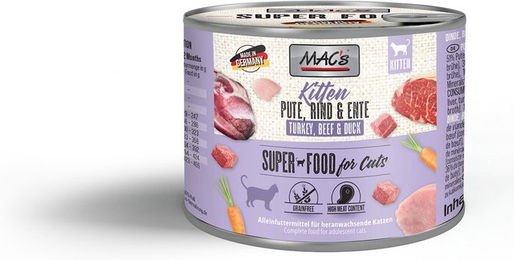 Produktbild von MAC's Cat Fleischmenü Kitten Pute Rind und Ente 12x200g