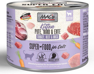 MAC's Cat Kitten Nassfutter Pute Rind Ente getreidefrei 6 x 200 g - 6 x 200 g – Bild 1 von 7