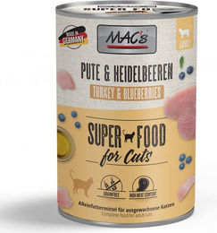 MAC's Cat Nassfutter Pute und Rind mit Heidelbeeren getreidefrei für erwachsene Katzen 6x400 g - 6 x 400 g – Bild 1 von 5