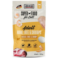 Produktbild von MAC's Cat Pouch Nassfutter für Katzen Adult Huhn Ente und Garnele in Gelee 12 x 100 g getreidefrei - 12 x 100 g