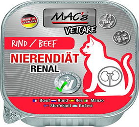 Produktbild von MAC's Cat Vetcare Nierendiät Rind Katzen Diätfutter 16 x 100g - 16 x 100 g