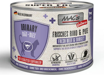 Produktbild von MAC's Cat Vetcare Urinary Katzen Diätfutter Rind und Pute getreidefrei 6 x 200 g