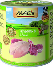 Produktbild von MAC's Hund Nassfutter Huhn und Lamm getreidefrei und ohne Zucker 6 x 800 g - 6 x 800 g