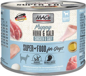Produktbild von MAC's Hund Welpe Huhn & Kalb getreidefrei ohne Zucker 6x200g
