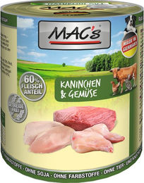 Produktbild von MAC's Hunde-Nassfutter Kaninchen mit Gemüse 6 Dosen à 800g - 6 x 800 g