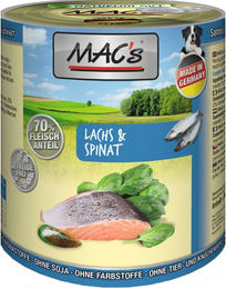 MAC'S Hunde-Nassfutter Lachs mit Pasta und Spinat Stückchen in Sauce getreidefrei 6 x 800 g - 6 x 800 g – Bild 1 von 7