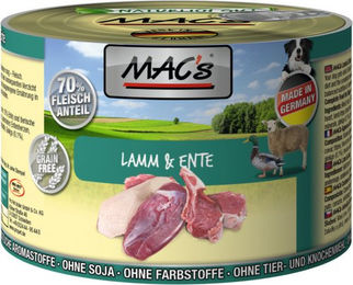 Produktbild von MAC's Hunde-Nassfutter Lamm und Ente 6 Dosen à 200g - 6 x 200 g