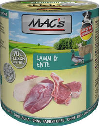 MAC's Hunde-Nassfutter Lamm und Ente getreidefrei ohne Zucker 6 x 800 g Dosen - 6 x 800 g – Bild 1 von 7
