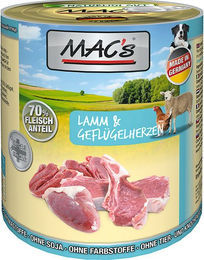 Produktbild von MAC's Hunde-Nassfutter Lamm und Geflügel 6 Dosen à 400g - 6 x 800 g
