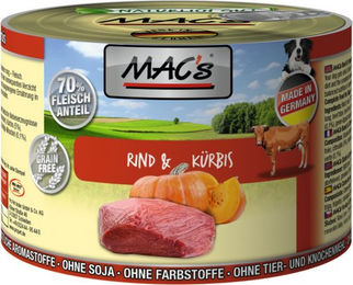 Produktbild von MAC's Hunde-Nassfutter Rind mit Kürbis 6 Dosen à 200g - 6 x 200 g
